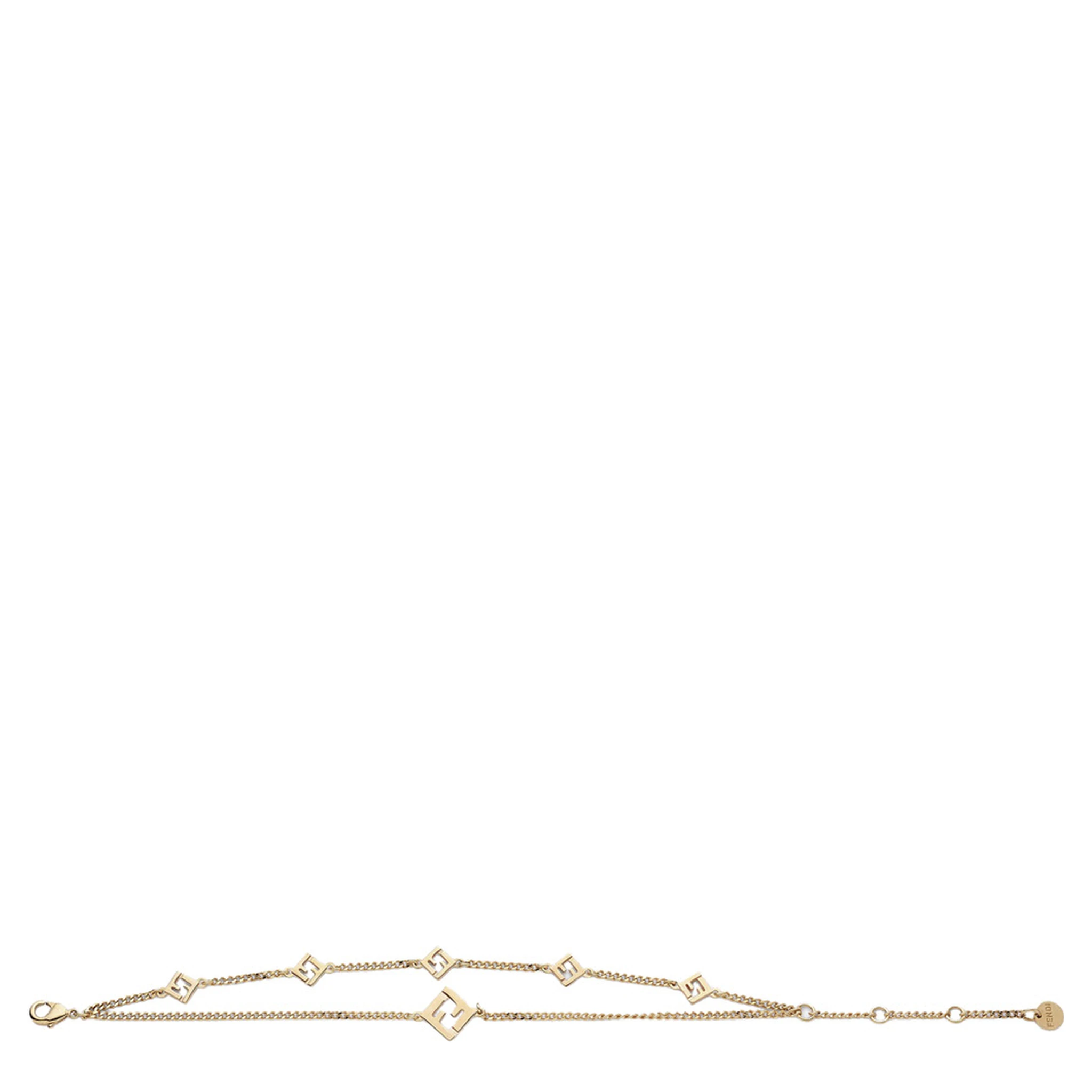 ‘Forever Fendi’ Gold-Colored Bracelet with Lobster Clasp and FF Charm in Bronze Woman