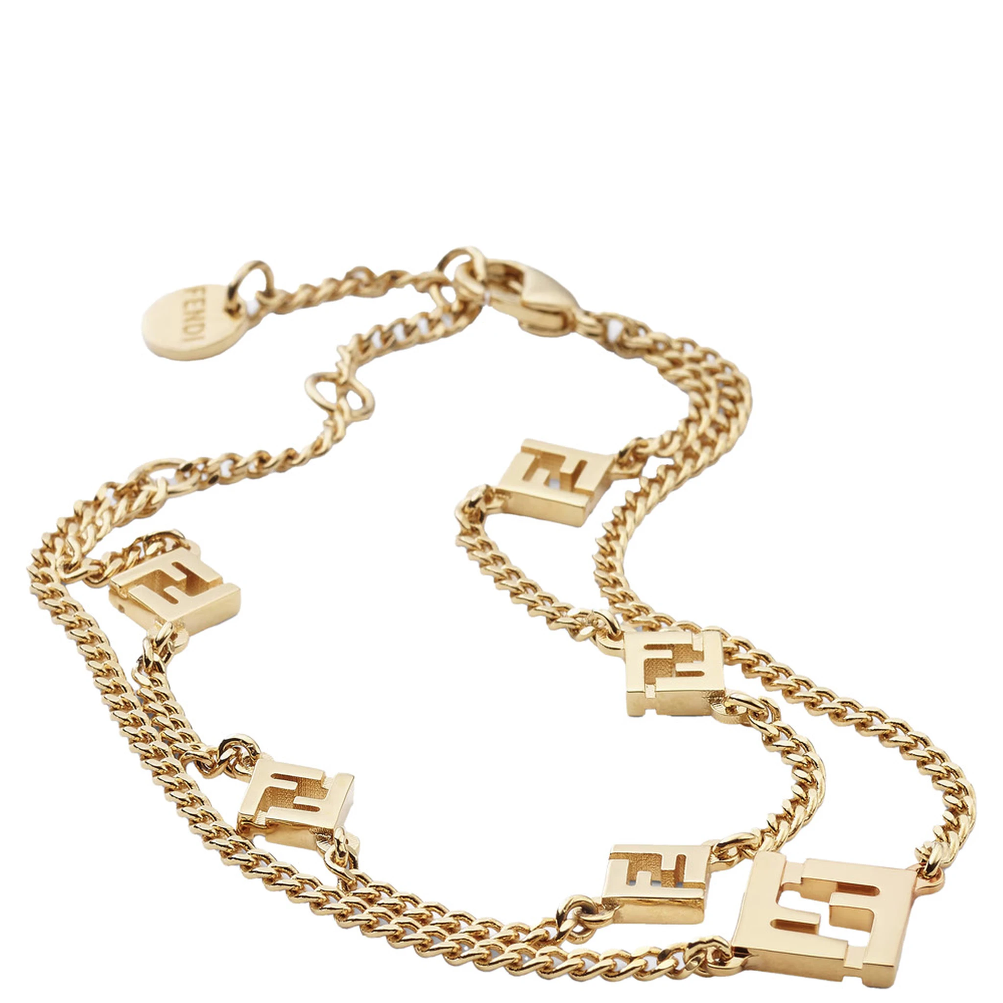 ‘Forever Fendi’ Gold-Colored Bracelet with Lobster Clasp and FF Charm in Bronze Woman