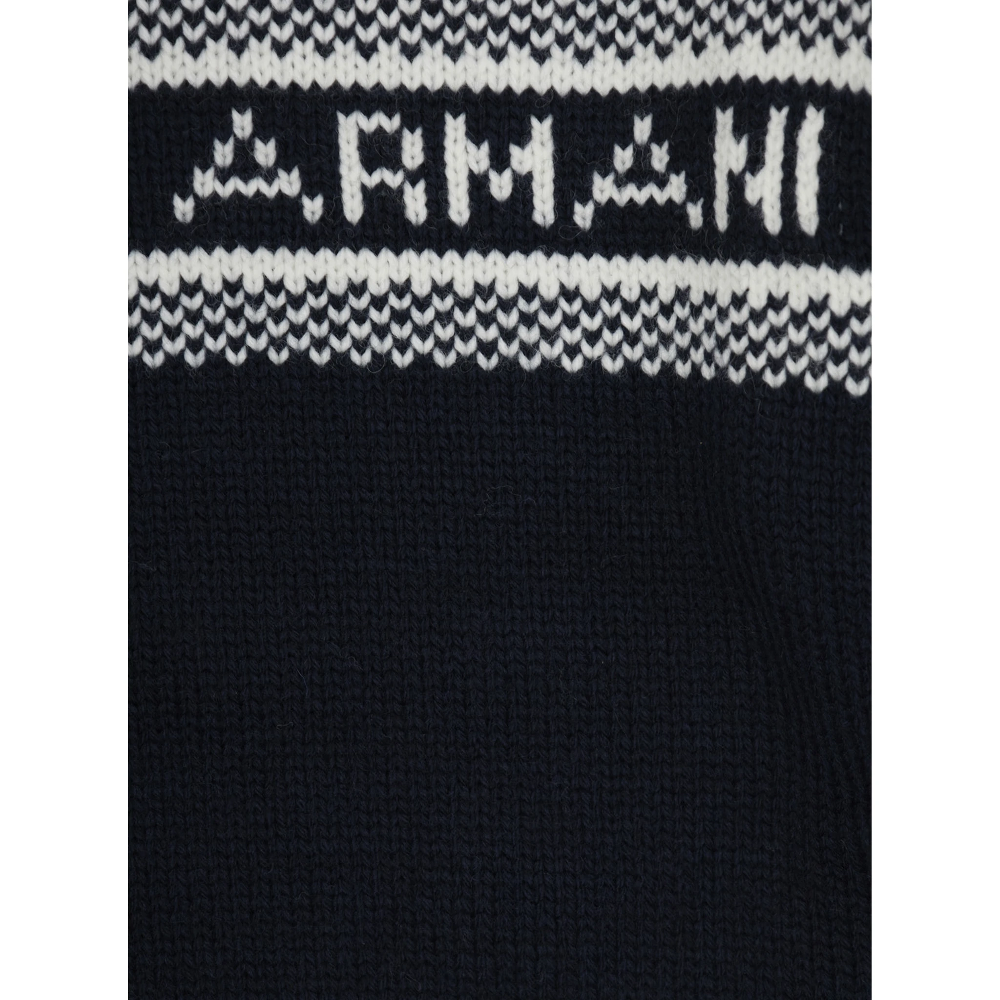 Blue Crewneck Sweater with Maxi Logo Lettering on the Front and Ribbed Trims in Wool Blend Boy