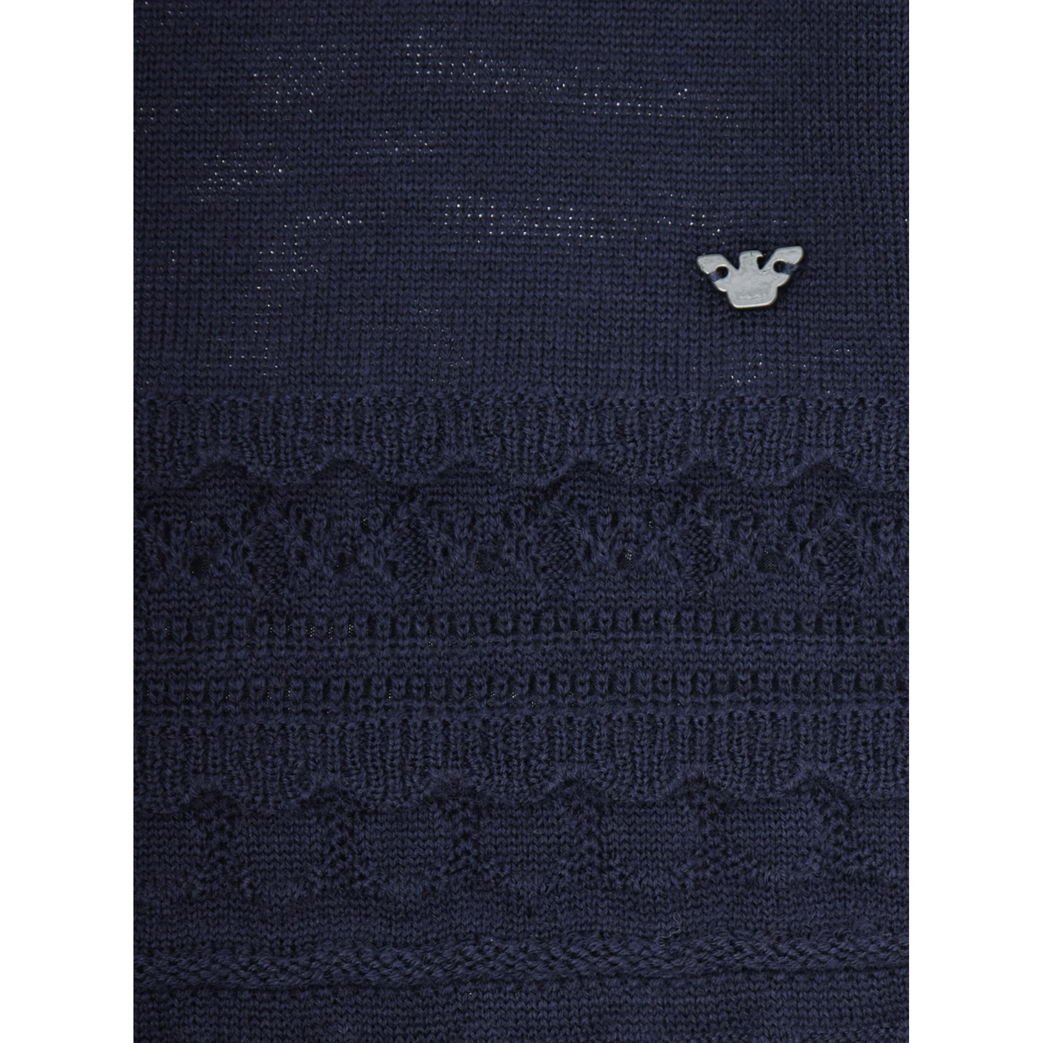 Blue Dress with Round Neck and Logo Embroidery on the Front in Wool Blend Girl