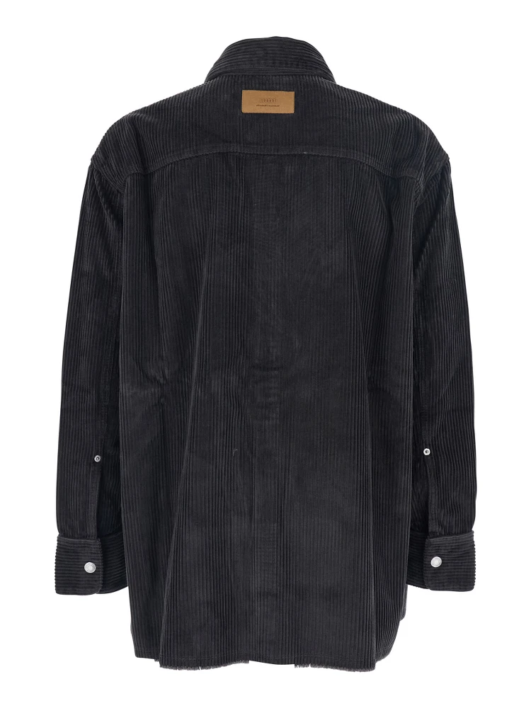 Black Shirt Jacket with Chest Pocket in Corduroy Man alternative