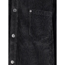 Black Shirt Jacket with Chest Pocket in Corduroy Man