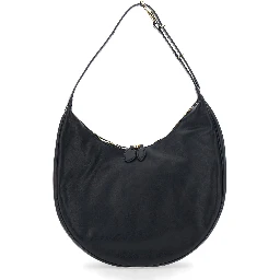 Black Shoulder Bag with Top Handle in Leather Woman