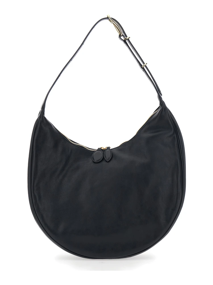 Black Shoulder Bag with Top Handle in Leather Woman