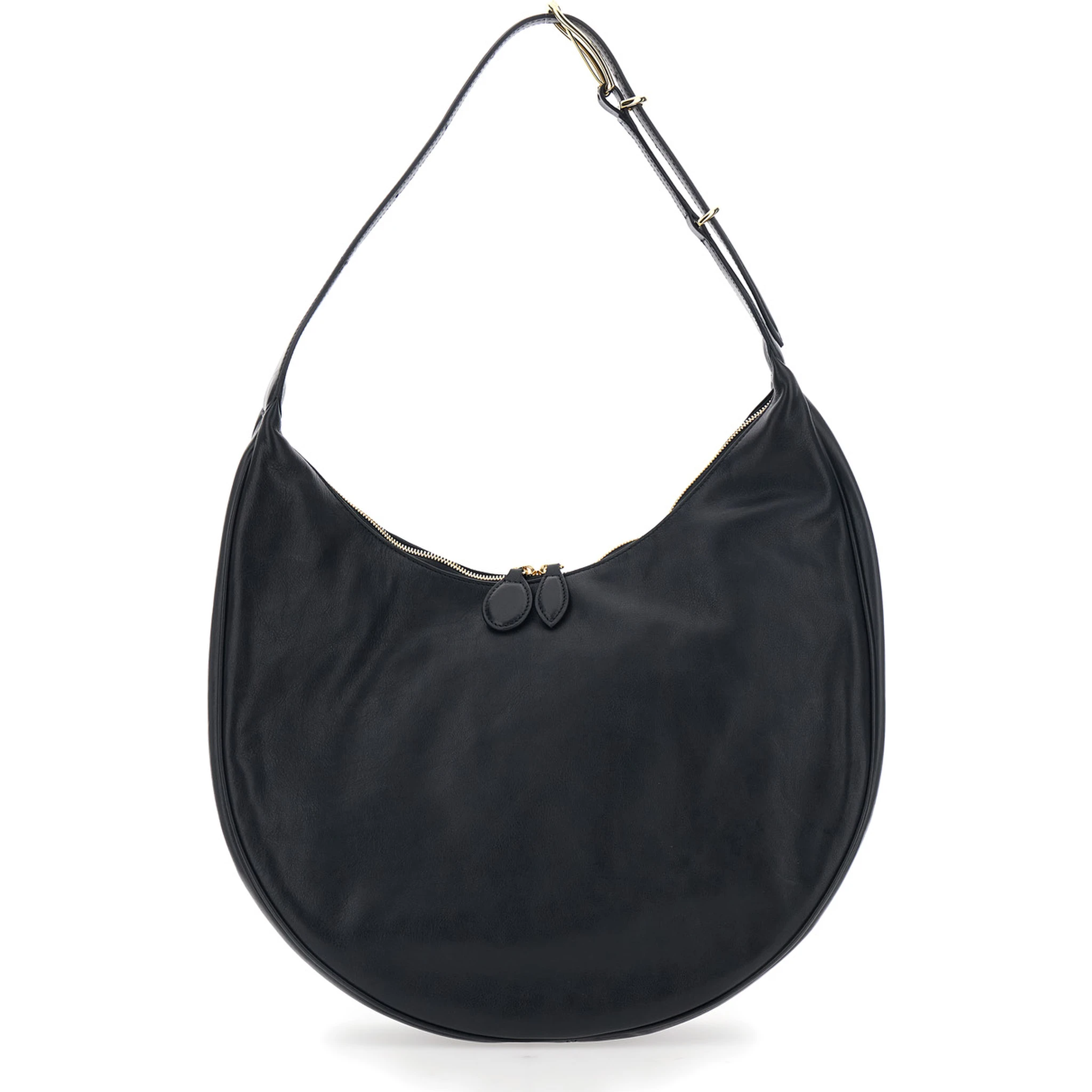 Black Shoulder Bag with Top Handle in Leather Woman