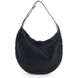 Black Shoulder Bag with Top Handle in Leather Woman