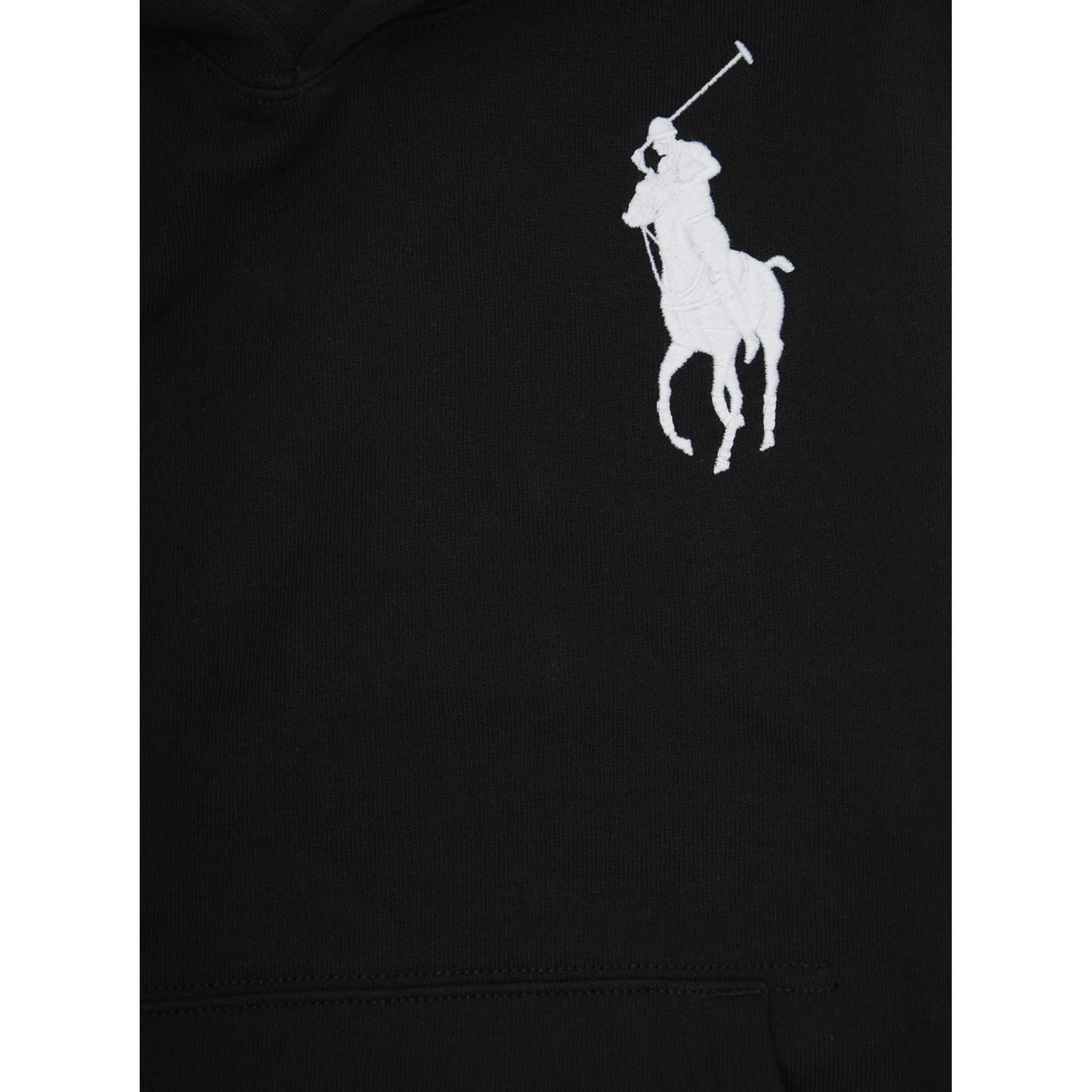 Black Hoodie with Pony on the Front and Numerical Detail on the Sleeve in Cotton Blend Boy