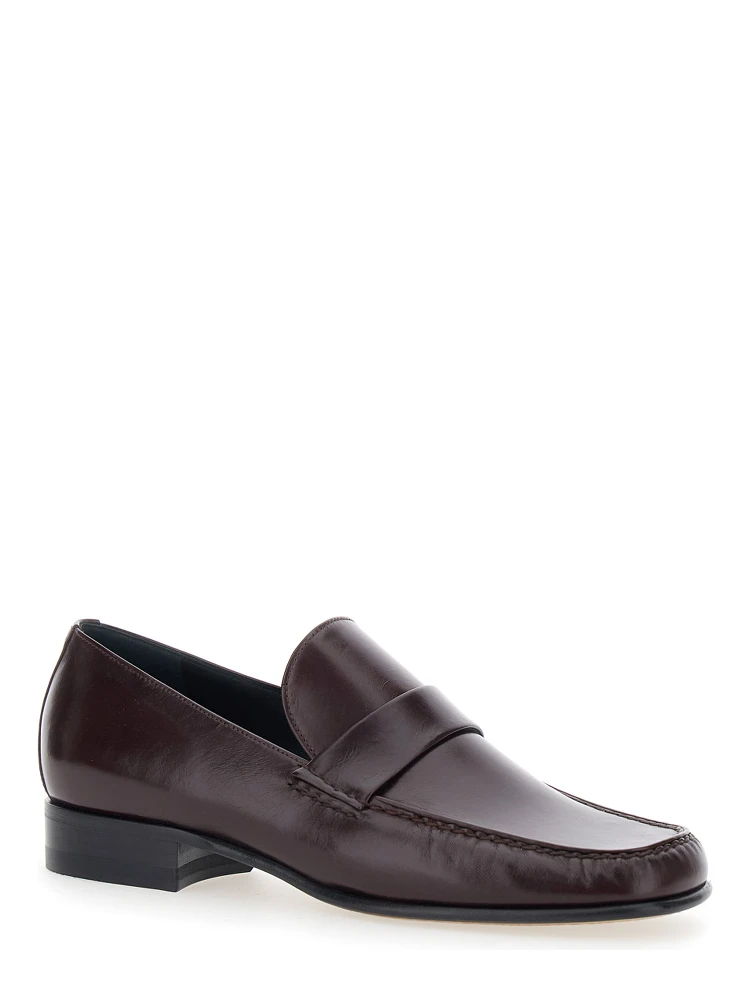 Bordeaux Pull-On Loafers in Leather Woman alternative