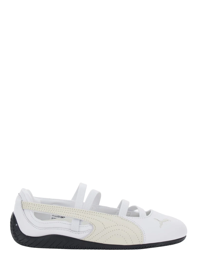 Speedcat Ballet White Sneaker with Embroidered Logo on the Front and Elastic Band in Suede Woman