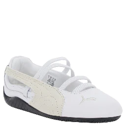 Speedcat Ballet White Sneaker with Embroidered Logo on the Front and Elastic Band in Suede Woman