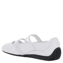 Speedcat Ballet White Sneaker with Embroidered Logo on the Front and Elastic Band in Suede Woman