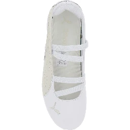 Speedcat Ballet White Sneaker with Embroidered Logo on the Front and Elastic Band in Suede Woman