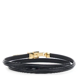 Black Belt with Front Buckle Closure in Leather Woman