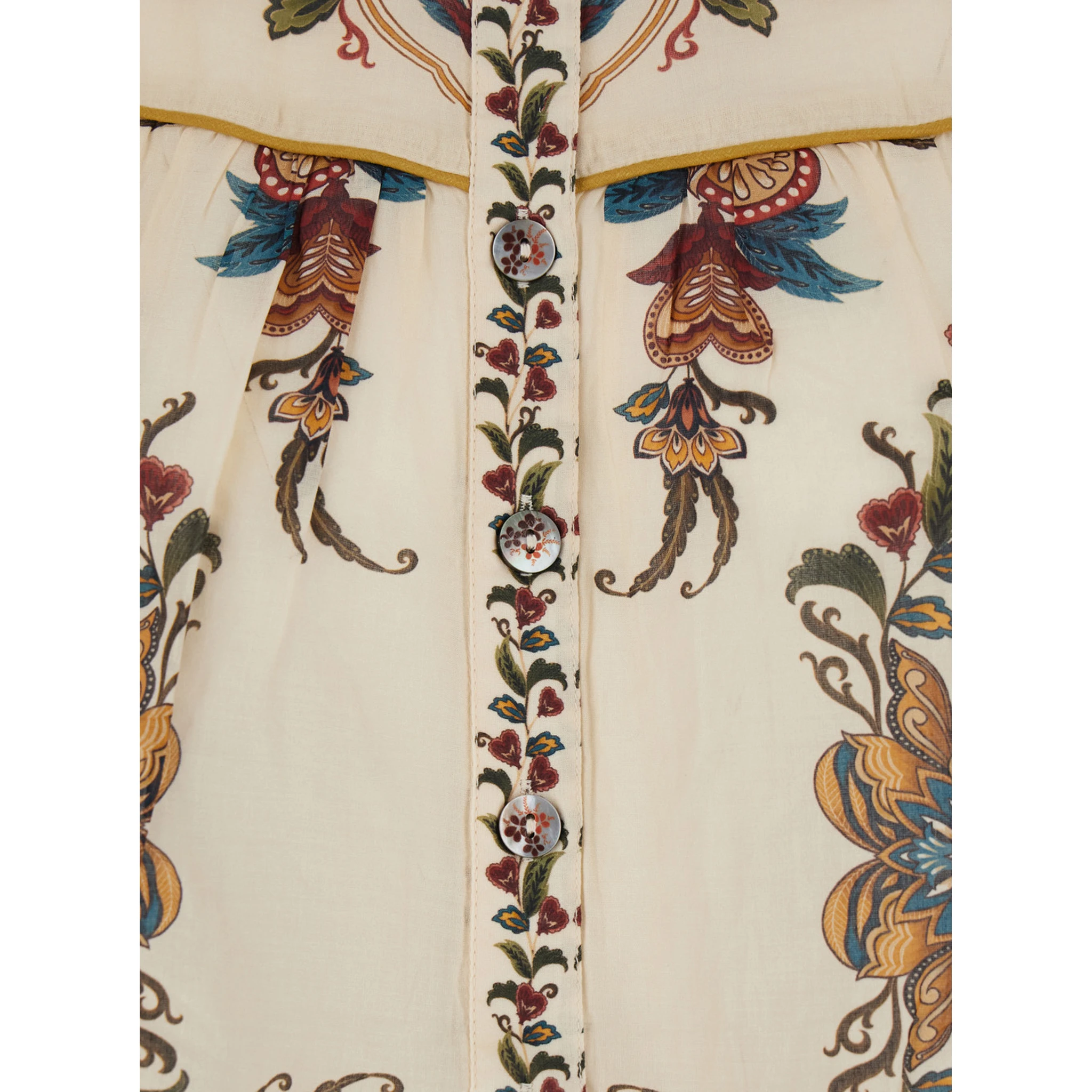 Multicolor Blouse with Classic Collar and All-Over Floral Pattern in Fabric Woman