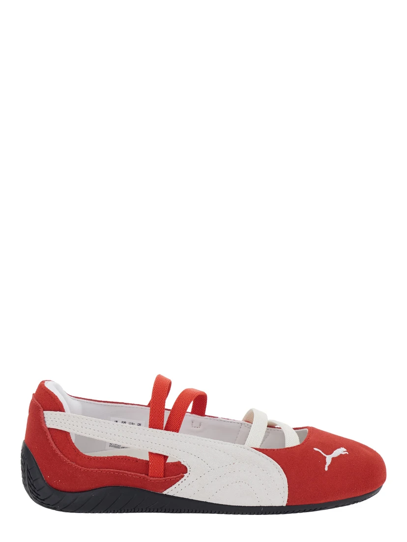 Speedcat Ballet Red Sneaker with Embroidered Logo on the Front and Elastic Band in Suede Woman