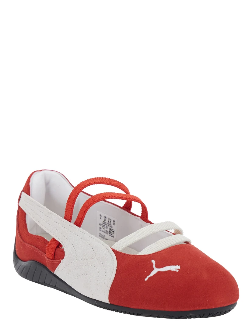 Speedcat Ballet Red Sneaker with Embroidered Logo on the Front and Elastic Band in Suede Woman