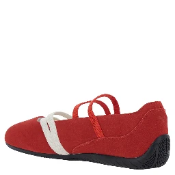 Speedcat Ballet Red Sneaker with Embroidered Logo on the Front and Elastic Band in Suede Woman
