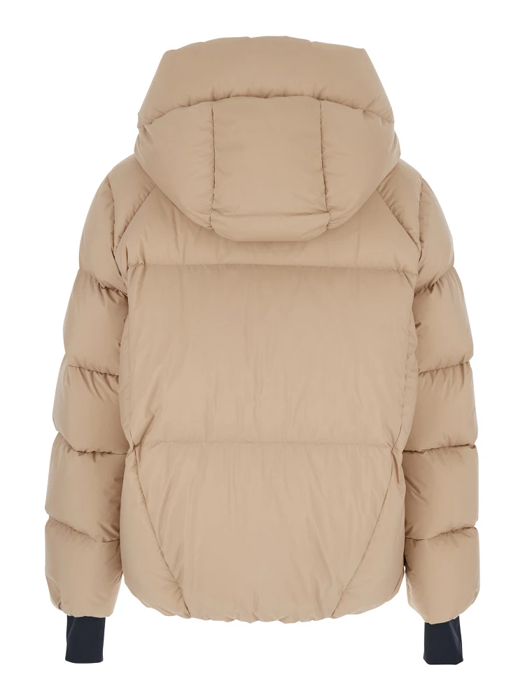 Bonnieure Beige Down Jacket with Drawstring Hood and Logo Patch on the Sleeve in Tech Fabric Woman alternative