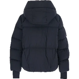 Bonnieure Black Down Jacket with Drawstring Hood and Logo Patch on the Sleeve in Tech Fabric Woman