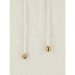 White Hoodie with Drawstring Hood in Wool Blend Woman