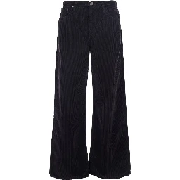 Keira Brown Pants with Belt Loops and Wide Leg in Corduroy Woman