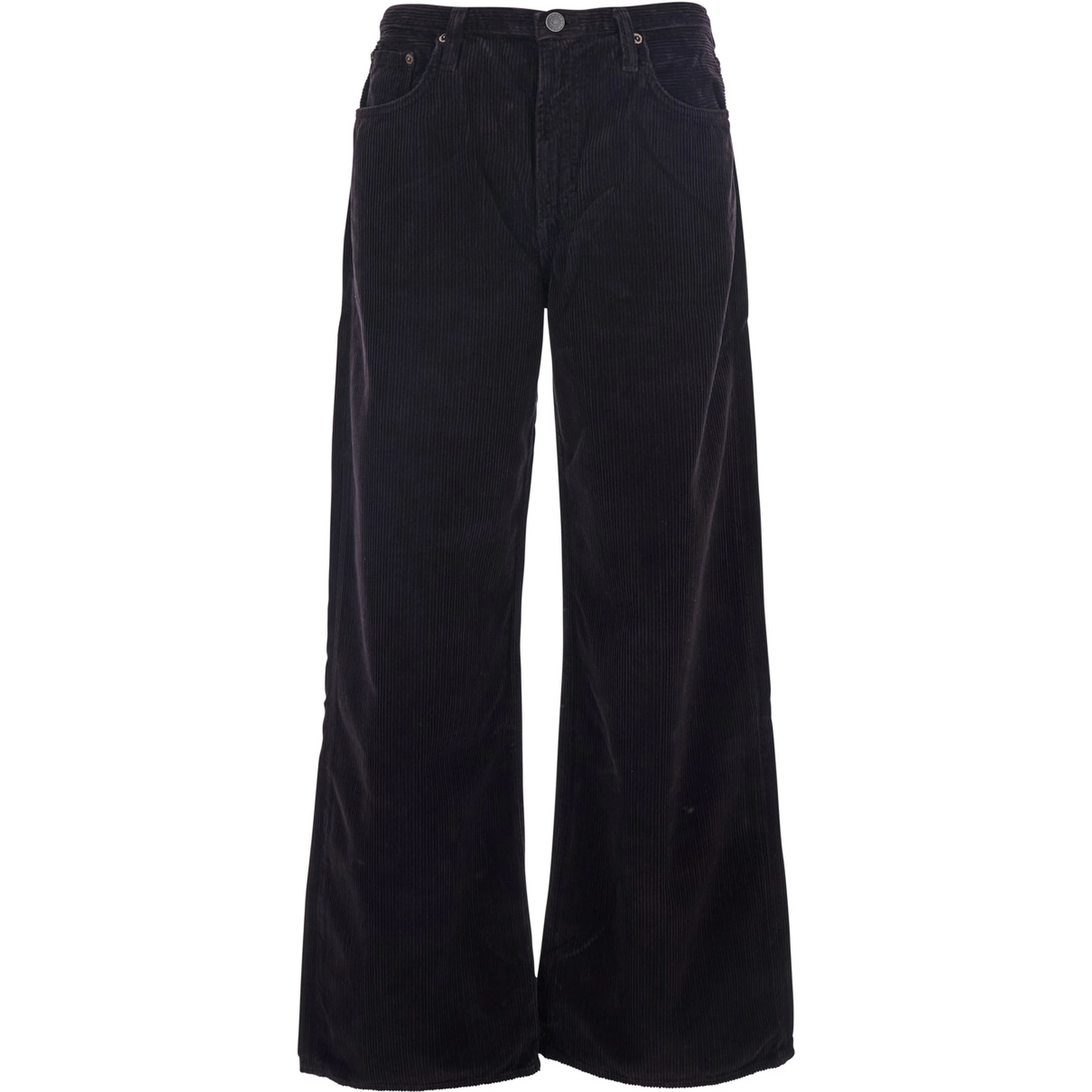 Keira Brown Pants with Belt Loops and Wide Leg in Corduroy Woman