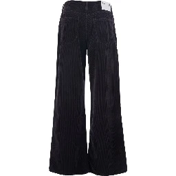 Keira Brown Pants with Belt Loops and Wide Leg in Corduroy Woman