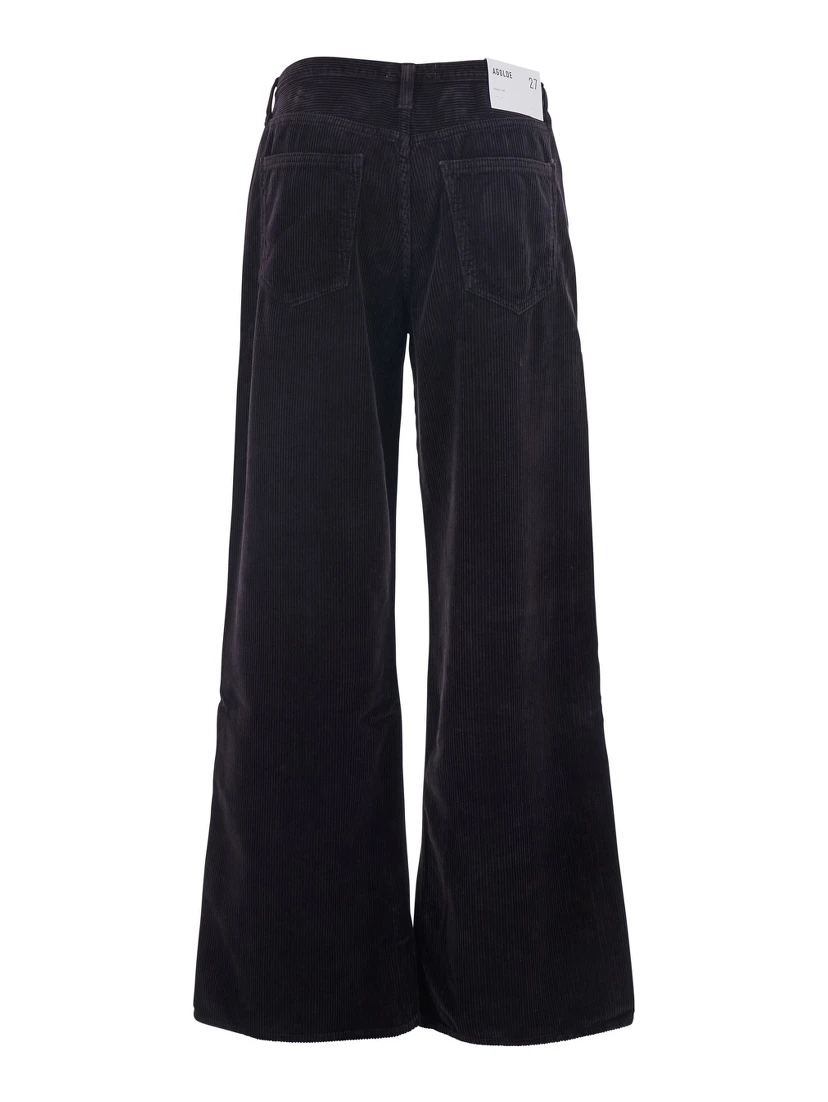Keira Brown Pants with Belt Loops and Wide Leg in Corduroy Woman
