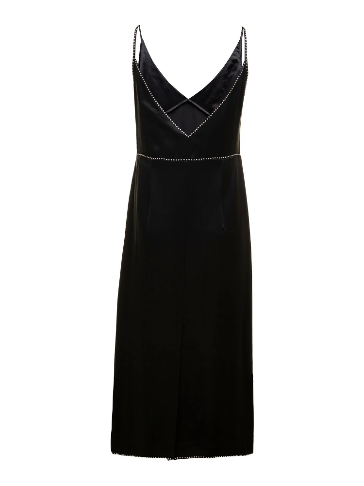 Black Dana Slip Dress with Sequin Embellishment in Satin Woman alternative