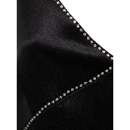 Black Dana Slip Dress with Sequin Embellishment in Satin Woman