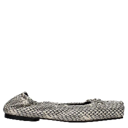Beige Leather Ballet Flats