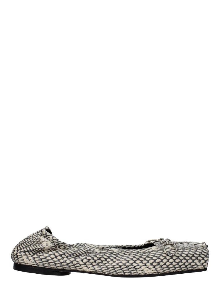 Beige Leather Ballet Flats