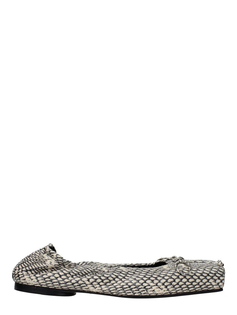 Beige Leather Ballet Flats