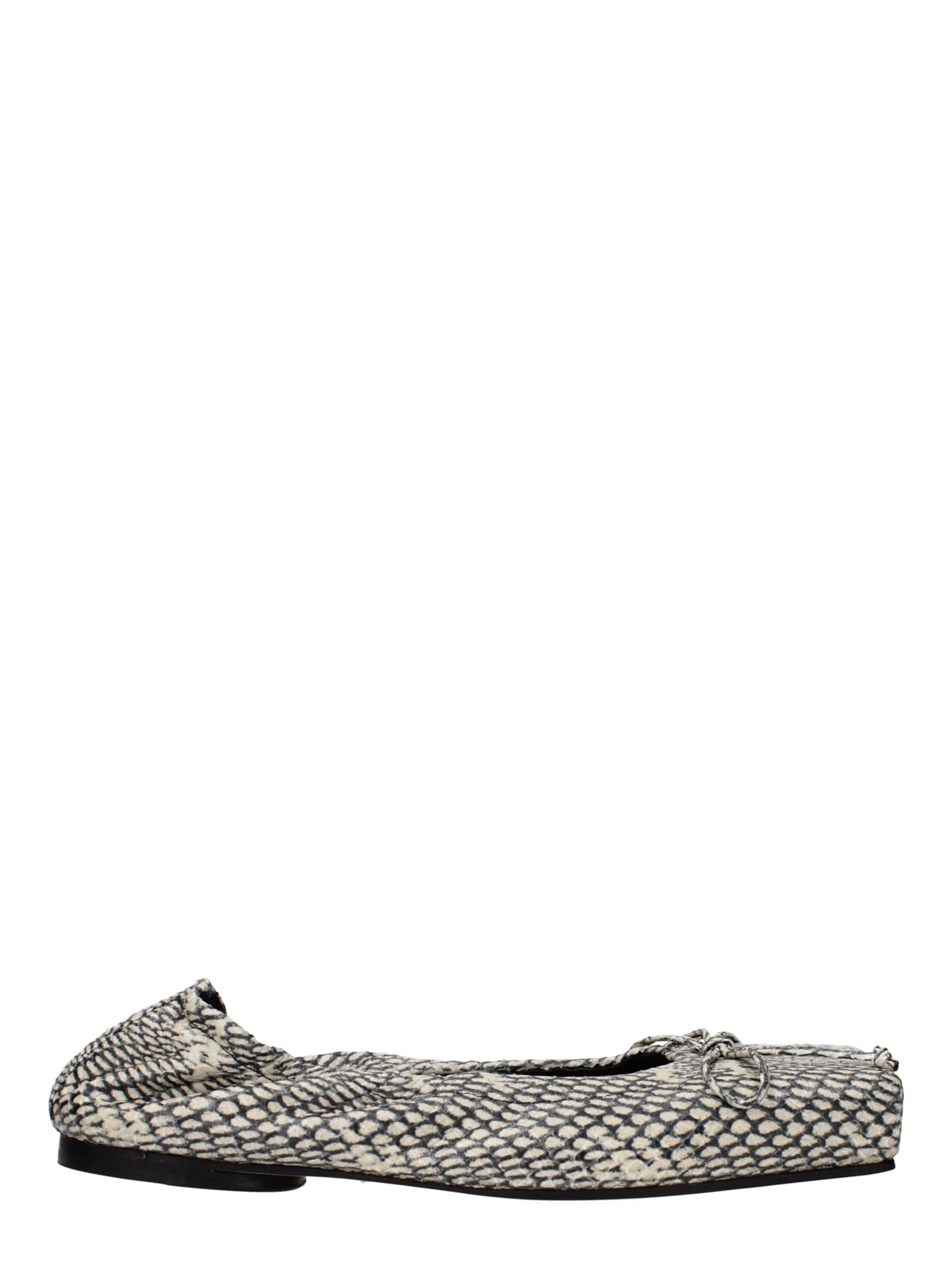 Beige Leather Ballet Flats