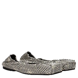Beige Leather Ballet Flats