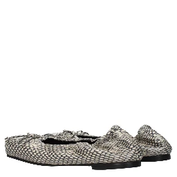 Beige Leather Ballet Flats