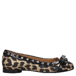 Brown Fabric Ballet Flats