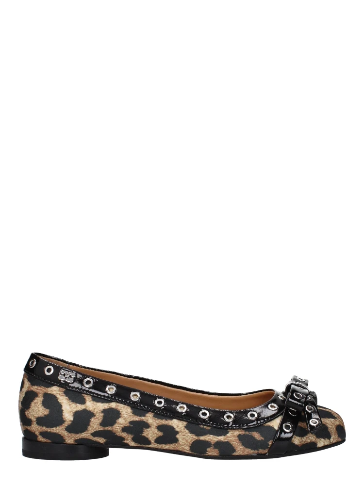 Brown Fabric Ballet Flats