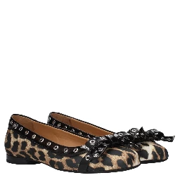 Brown Fabric Ballet Flats
