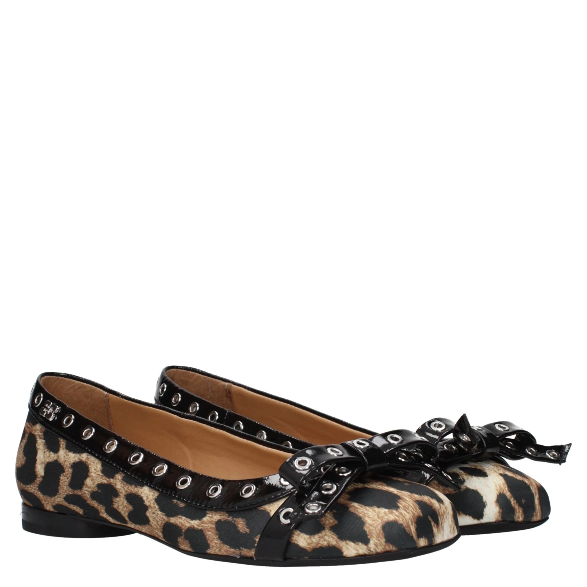 Brown Fabric Ballet Flats