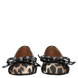 Brown Fabric Ballet Flats