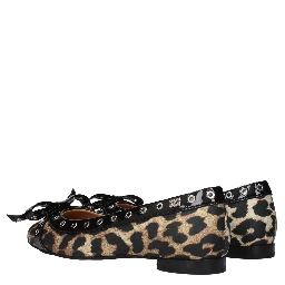 Brown Fabric Ballet Flats