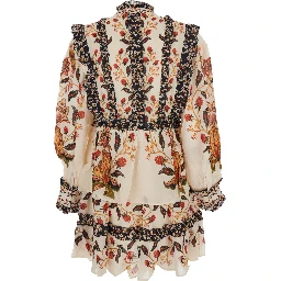 Multicolor Ruched Dress with All-Over Floral Print in Viscose Blend Woman