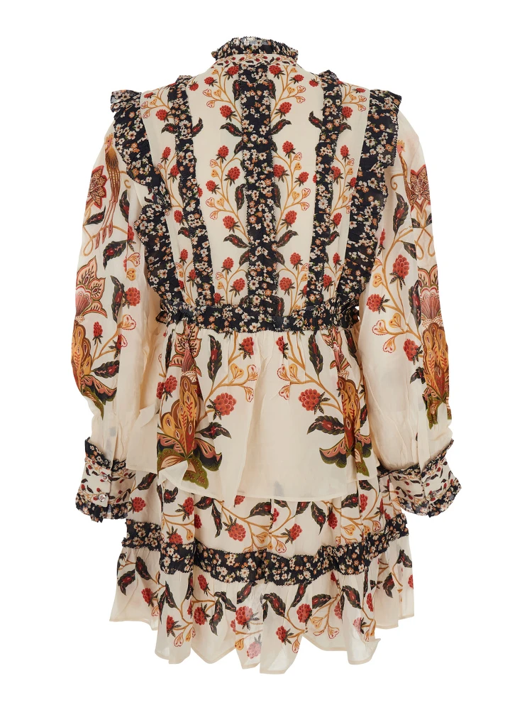 Multicolor Ruched Dress with All-Over Floral Print in Viscose Blend Woman alternative