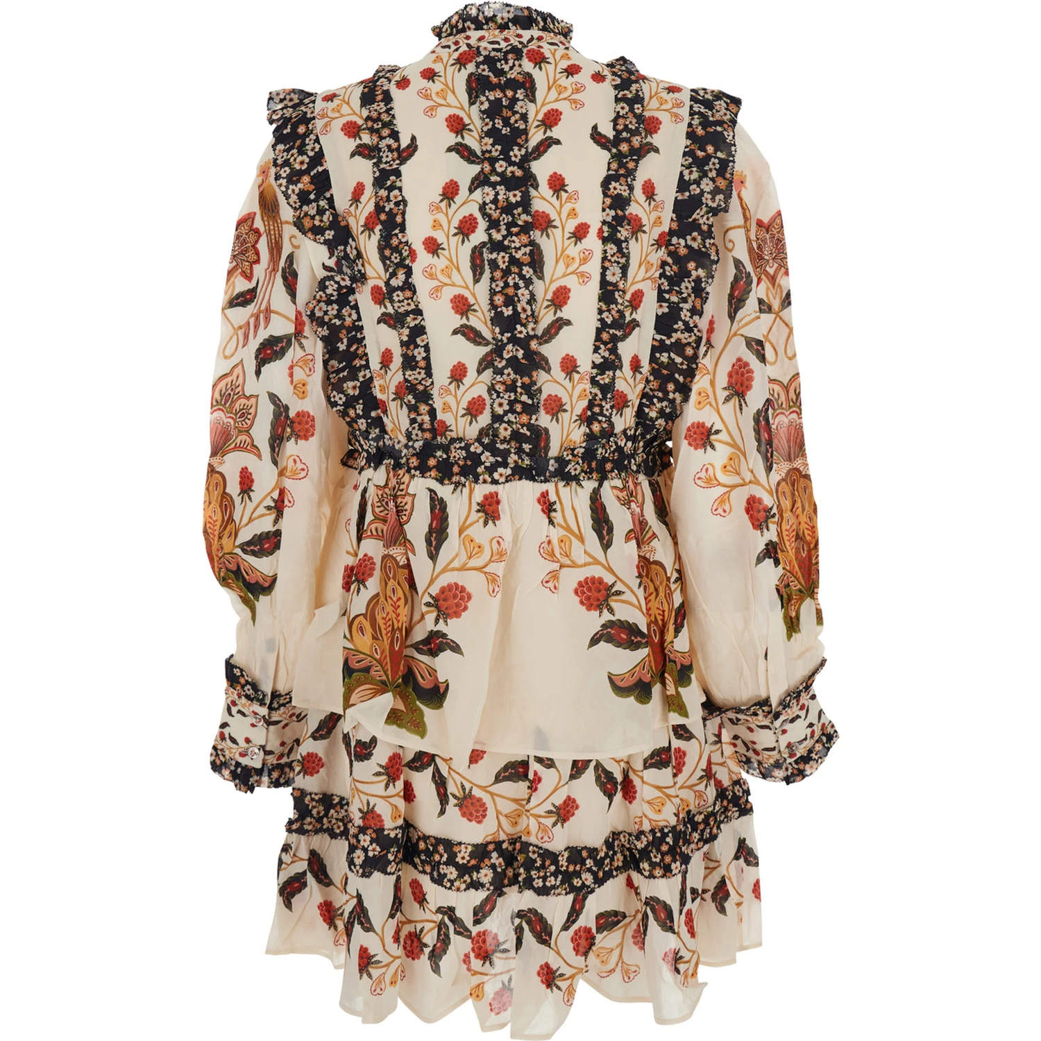 Multicolor Ruched Dress with All-Over Floral Print in Viscose Blend Woman