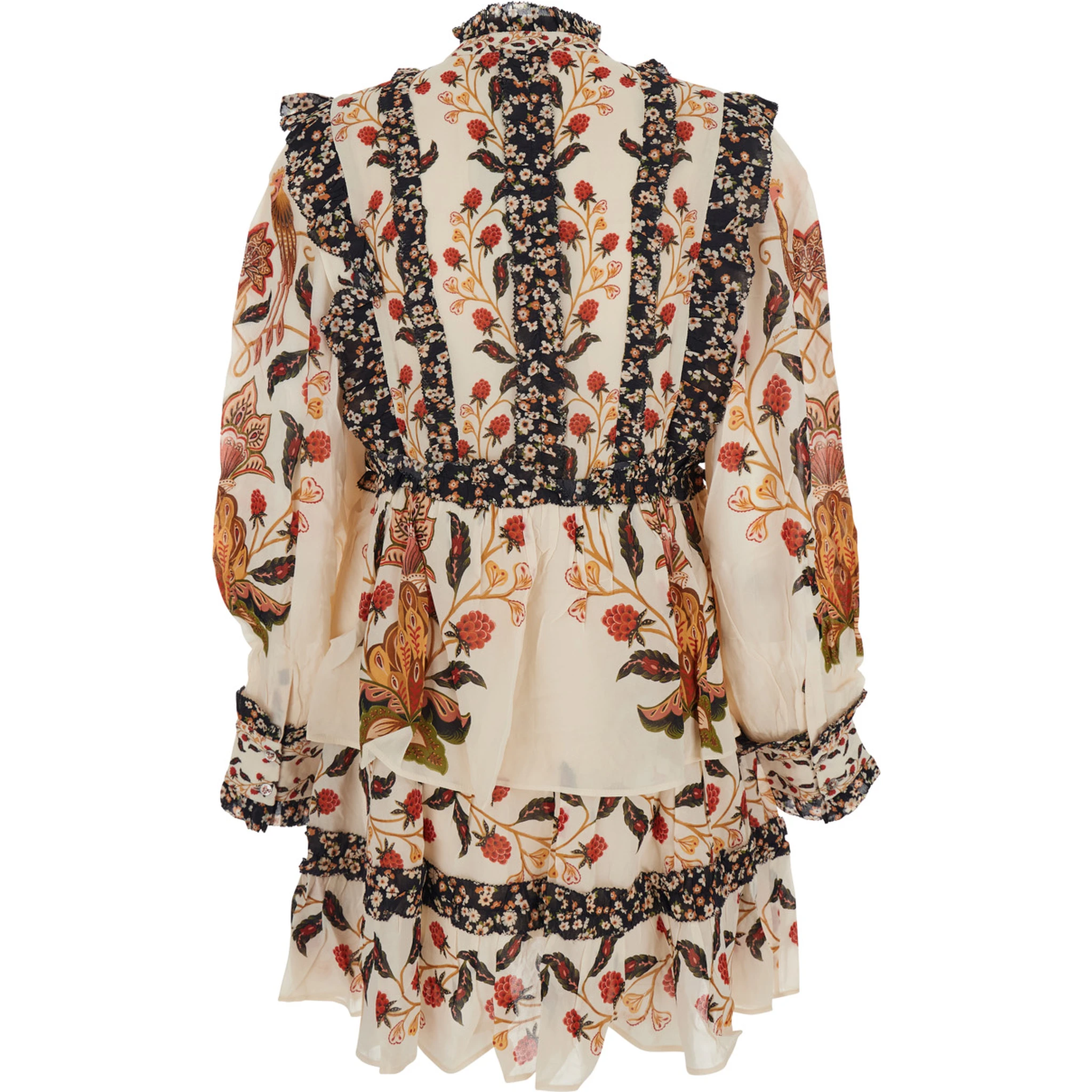 Multicolor Ruched Dress with All-Over Floral Print in Viscose Blend Woman