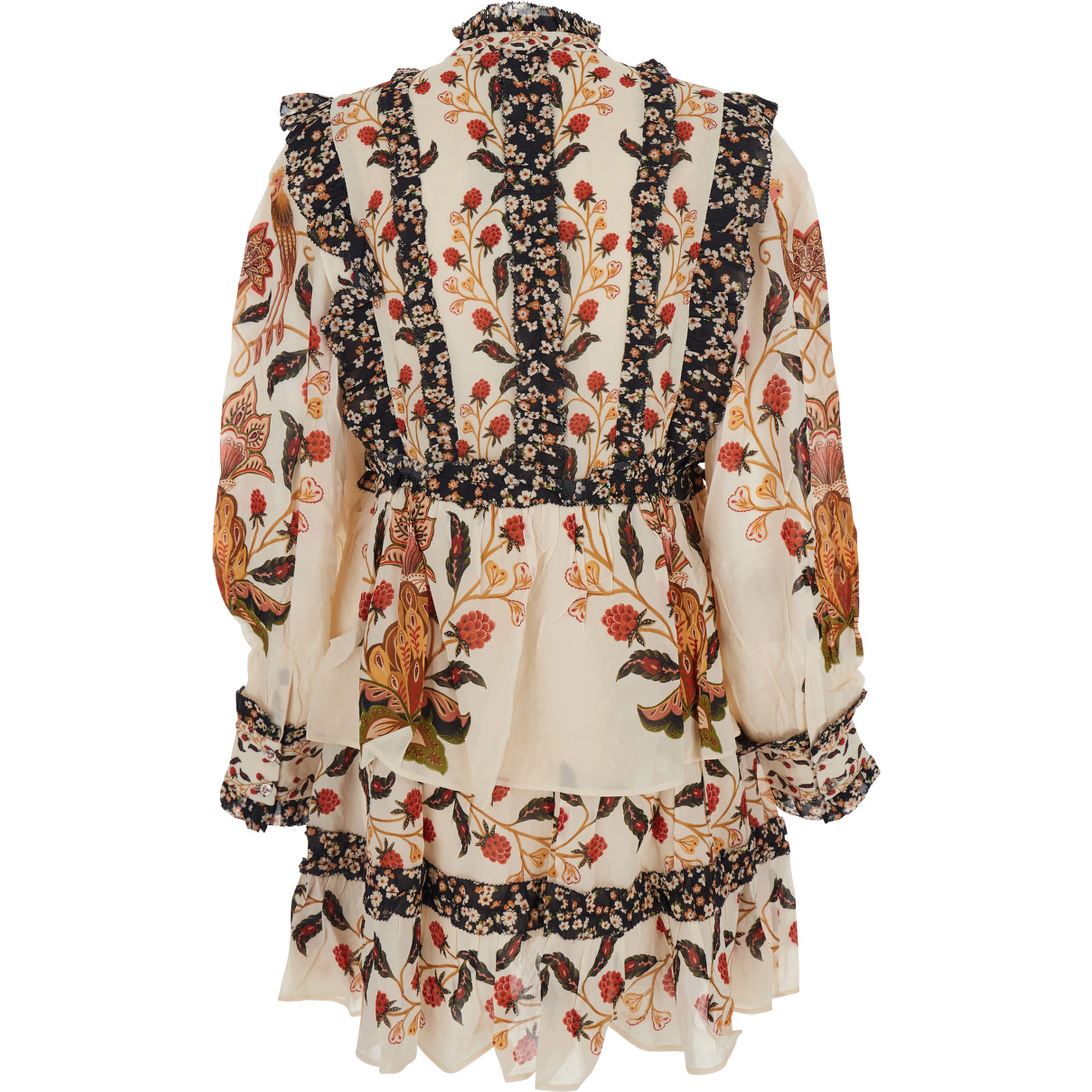 Multicolor Ruched Dress with All-Over Floral Print in Viscose Blend Woman