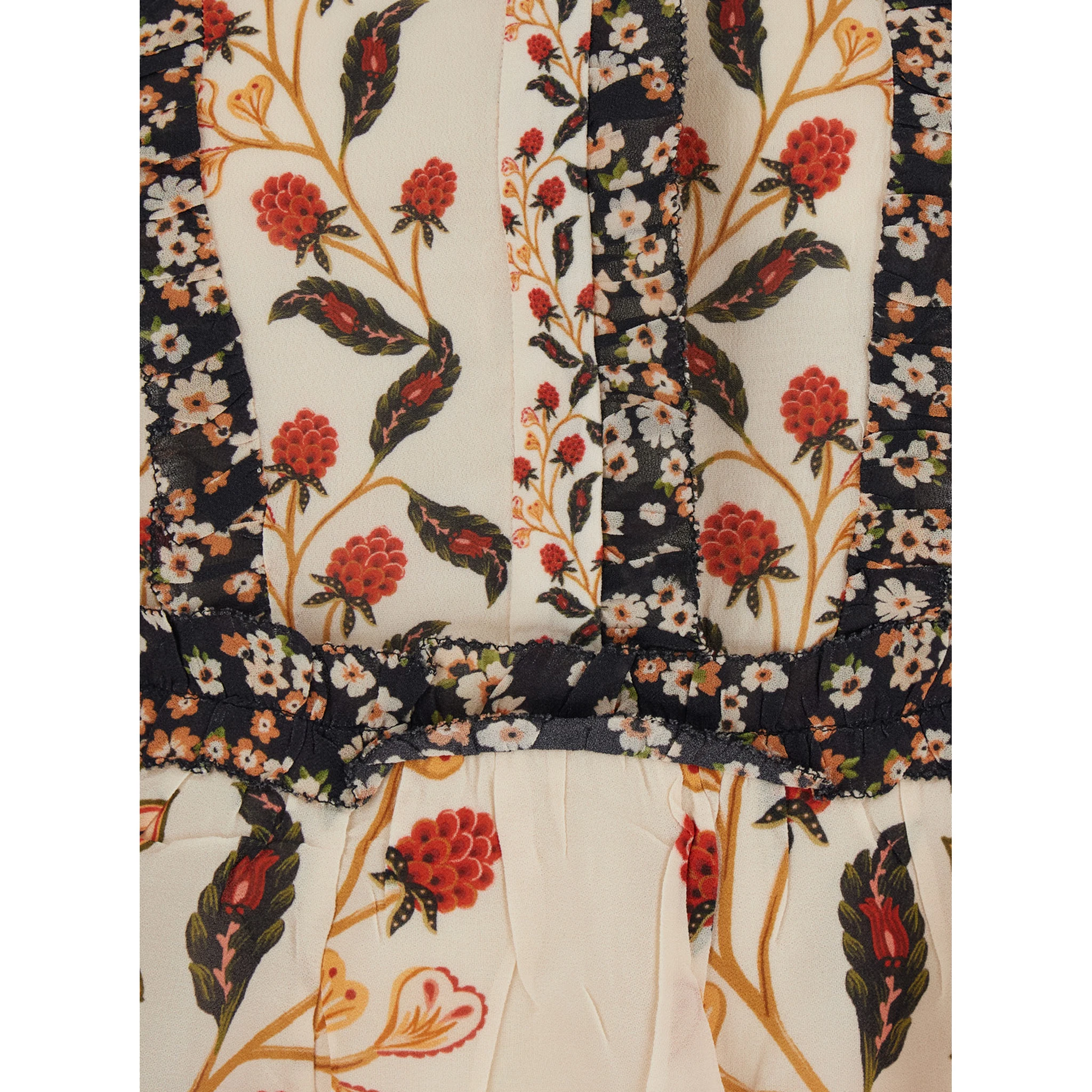 Multicolor Ruched Dress with All-Over Floral Print in Viscose Blend Woman