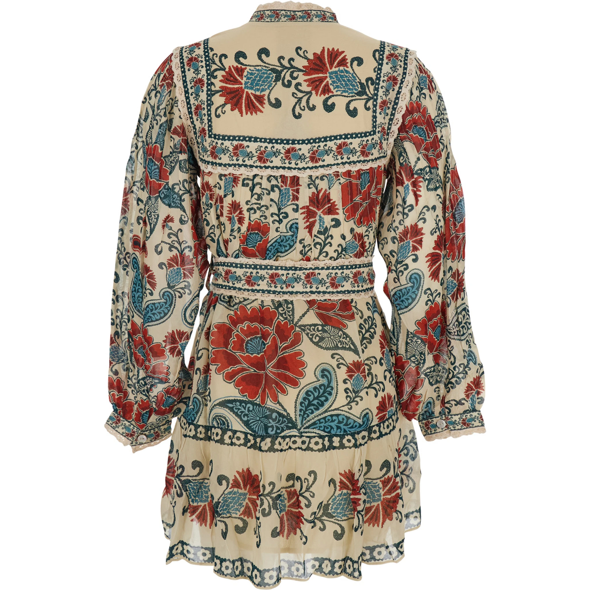 Multicolor Dress with All-Over Floral Print in Fabric Woman