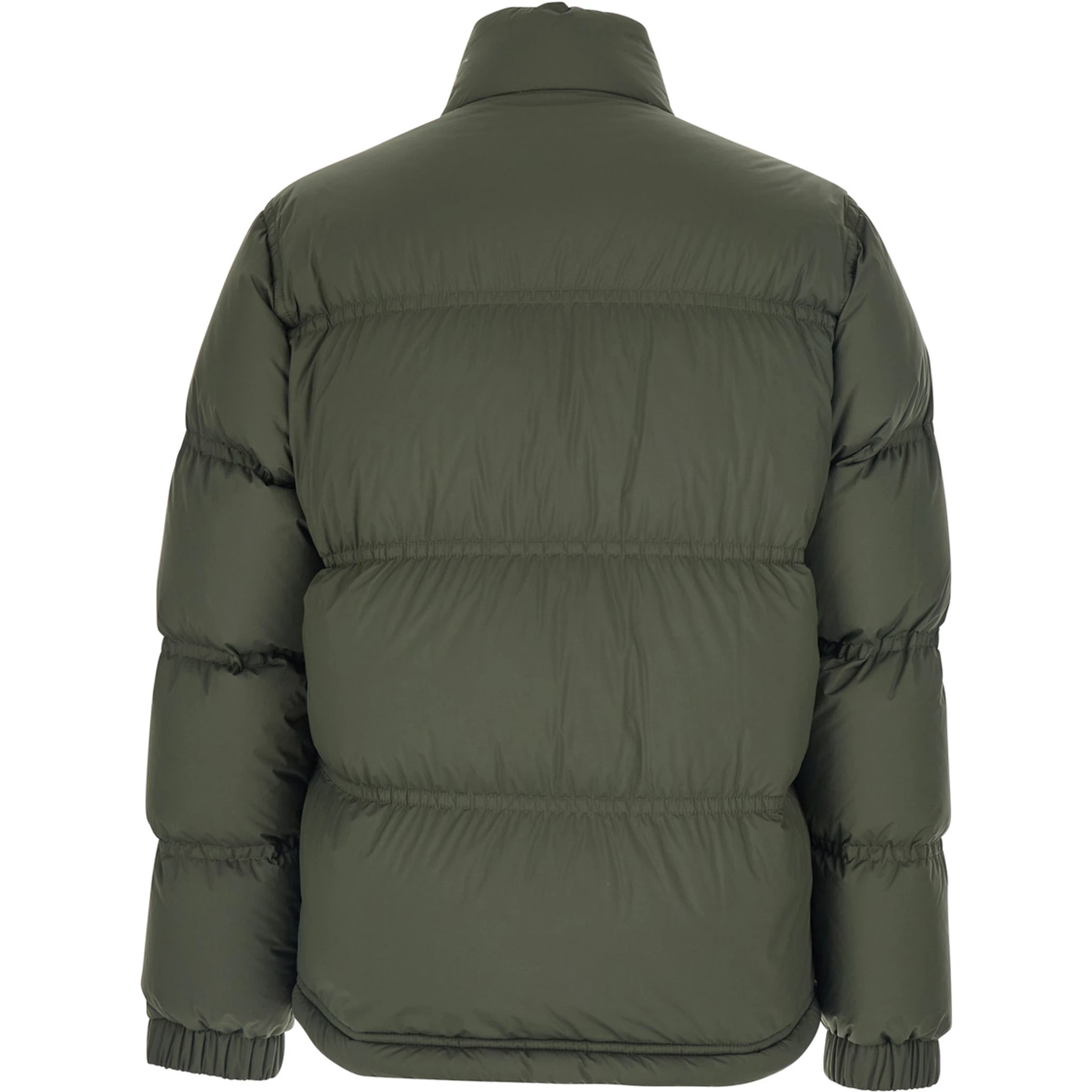 Sernur Green Down Jacket with High Neck with Buttons and Logo Patch on the Sleeve in Tech Fabric Man